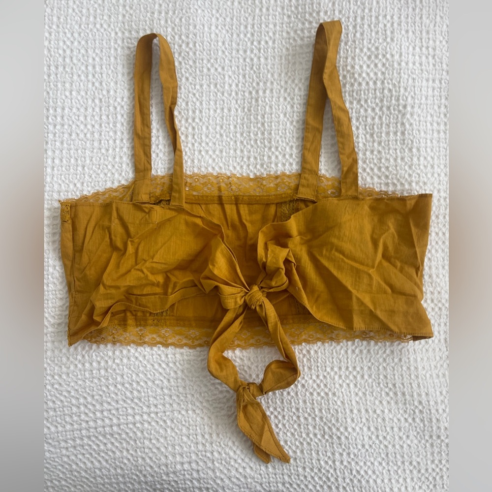 Urban Outfitters Mustard Yellow Lace Crop Top